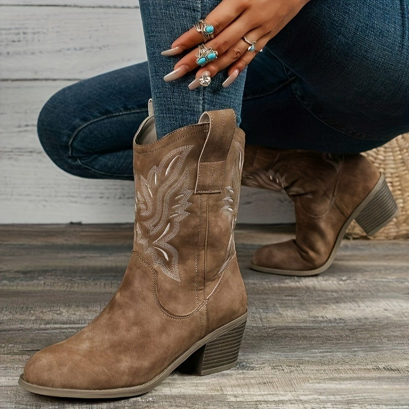 Bottes de cowboy à talons épais, élégantes