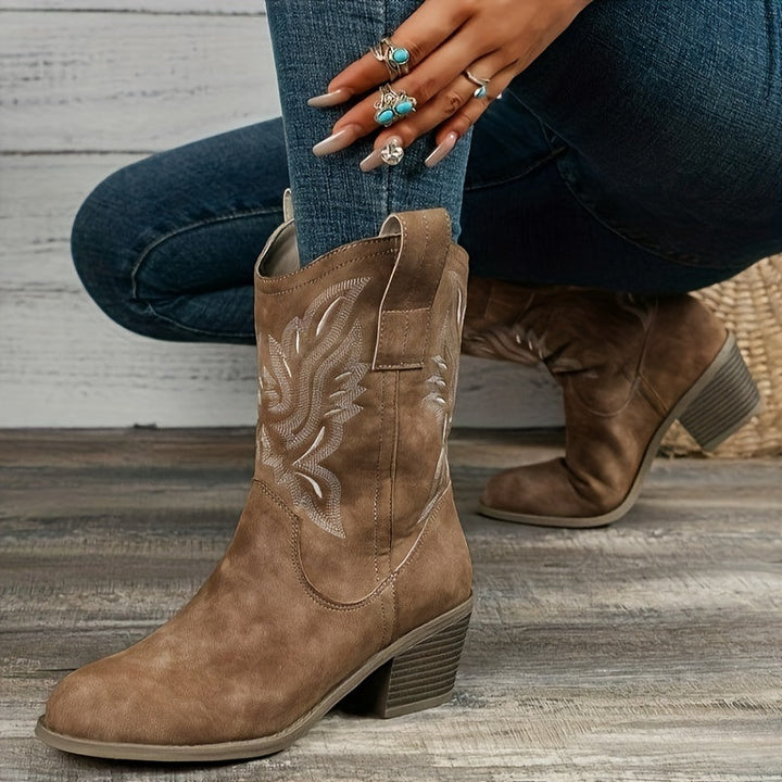 Bottes de cowboy à talons épais, élégantes
