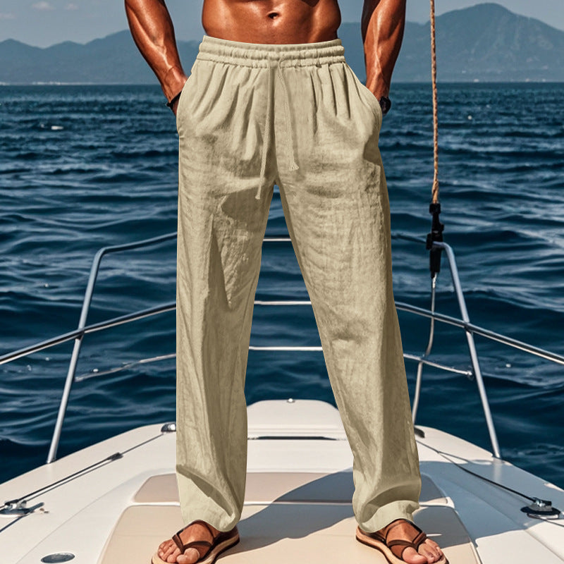 Pantalon en lin coupe décontractée pour homme | Ample