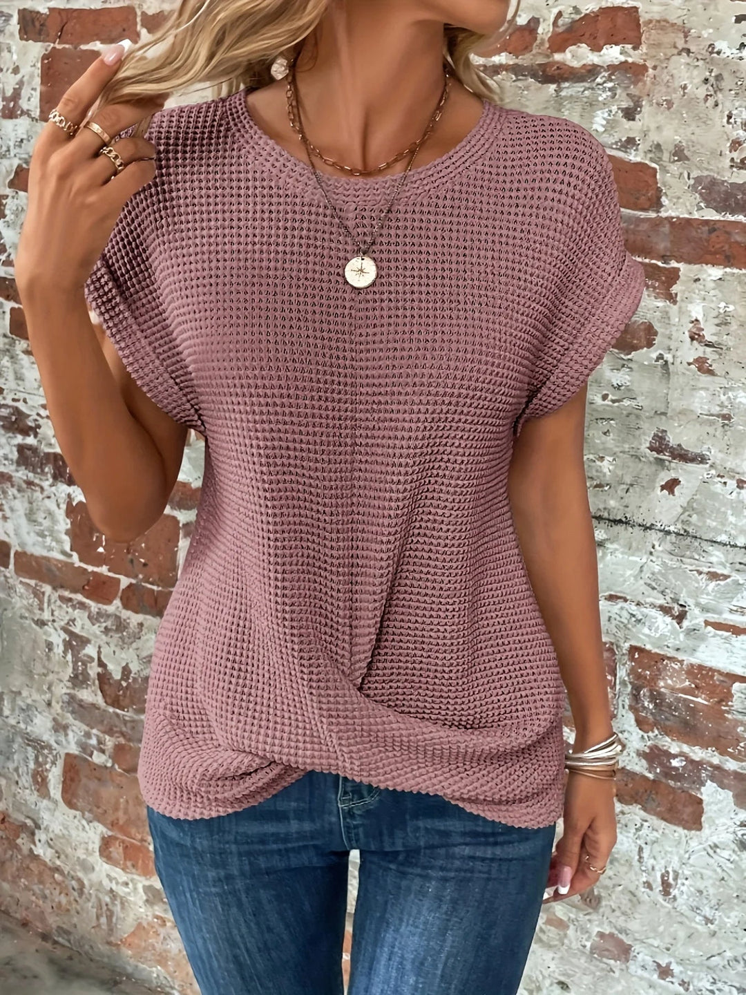 T-Shirt Torsadé Texturé Pour Femme | Coupe Décontractée