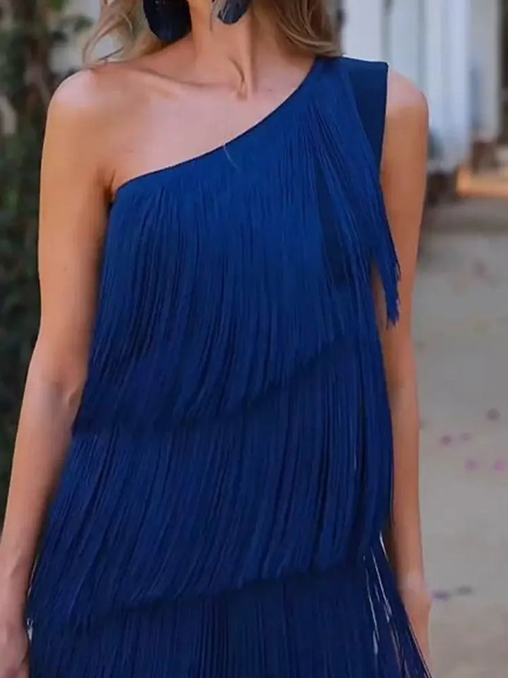Robe Femme Élégante à Franges Andalouses | Asymétrique