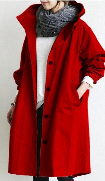 Women's Long Hooded Trench Coat | Lightweight and Stylish 