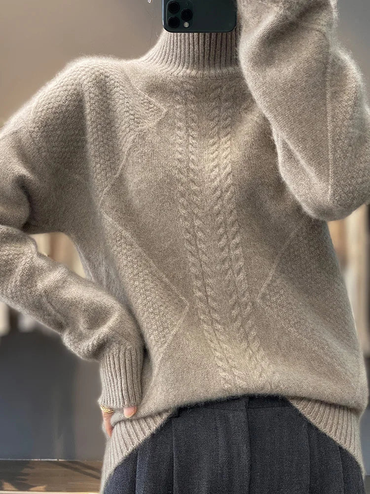 Pull Texturé Élégant Pour Femme | Col Montant
