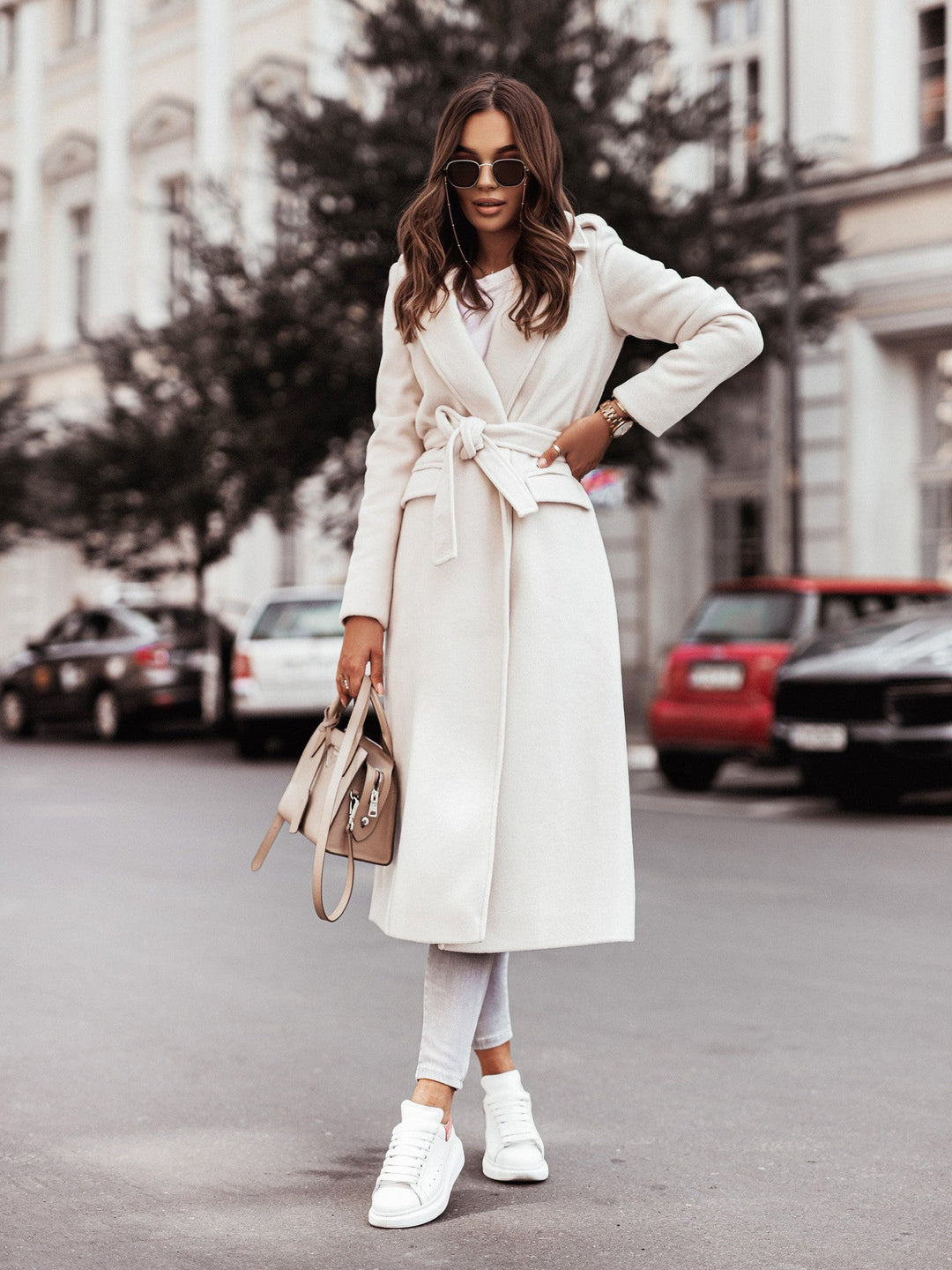 Elegant Long Wool Coat | Chic Belted Design 