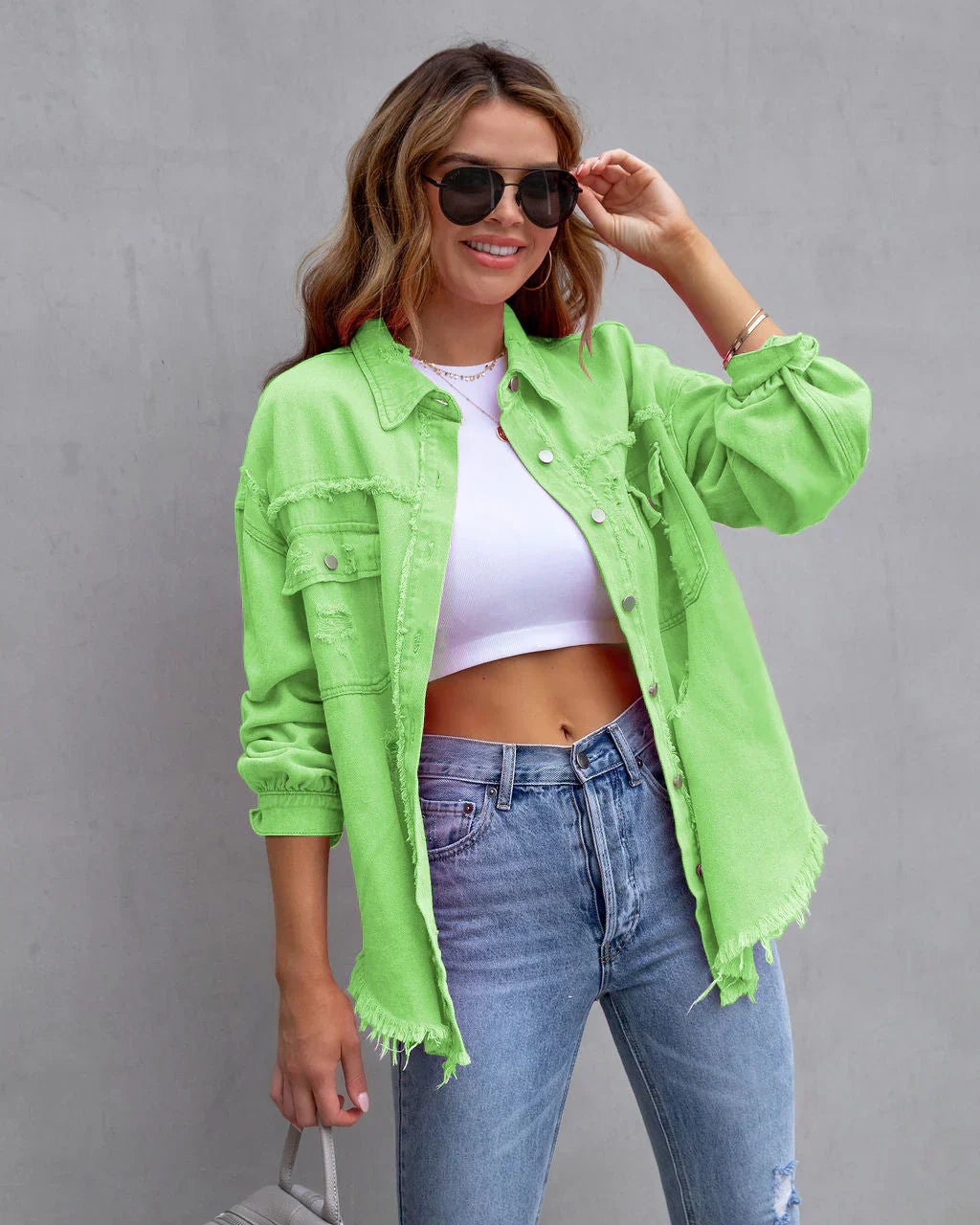 Clara | Women's Tattered Denim Jacket