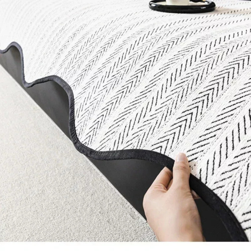 Arivelle Chevron Sofa Cover with Scalloped Edge