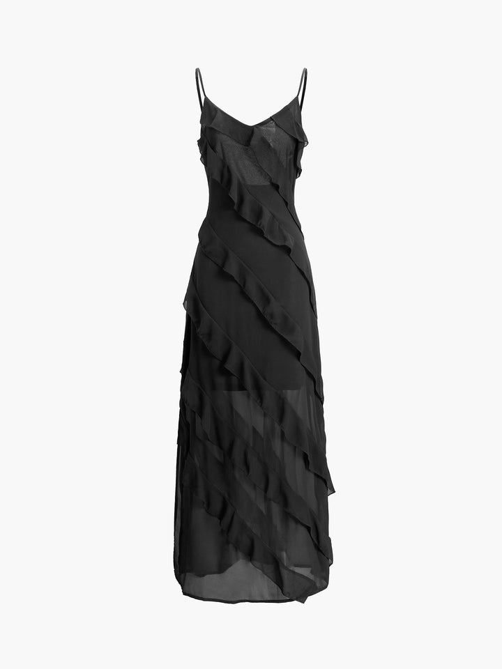 Robe Femme Élégante Longue à Volants | Maxi