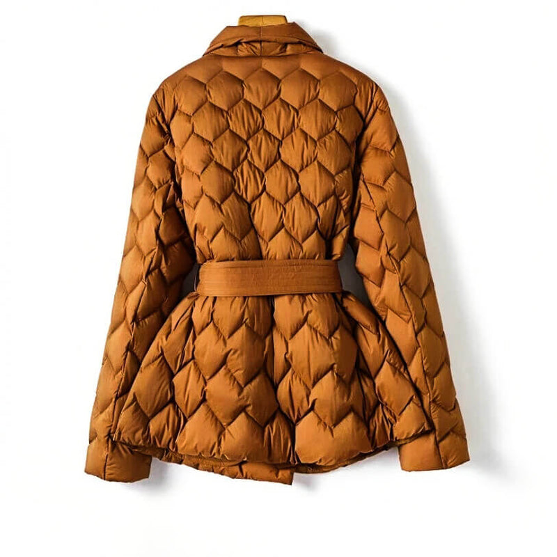 Manteau Matelassé Élégant pour femme | Ceinturé Mi-Long