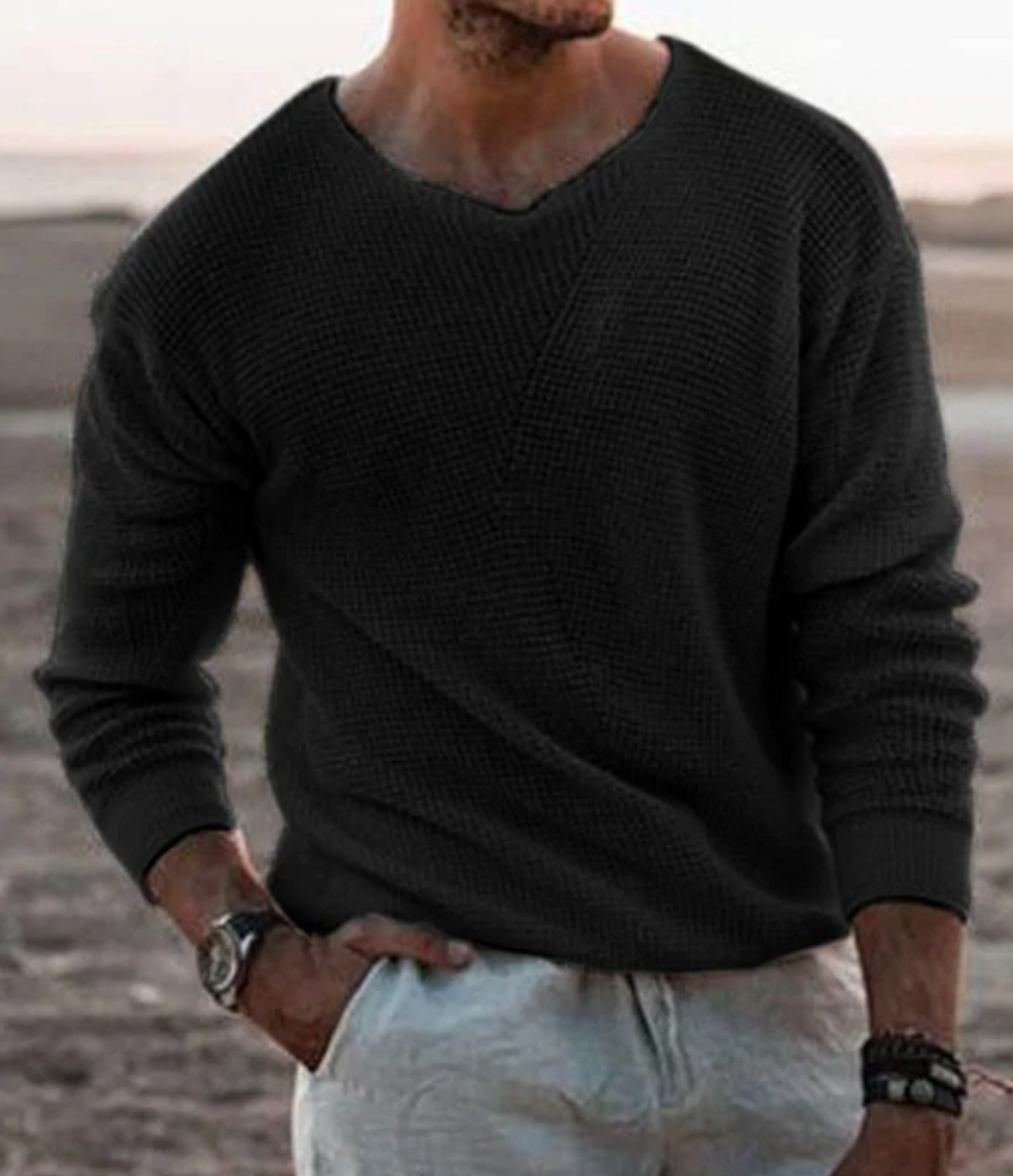 Pull col V en tricot pour homme | Élégant et léger