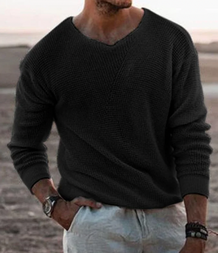 Pull col V en tricot pour homme | Élégant et léger