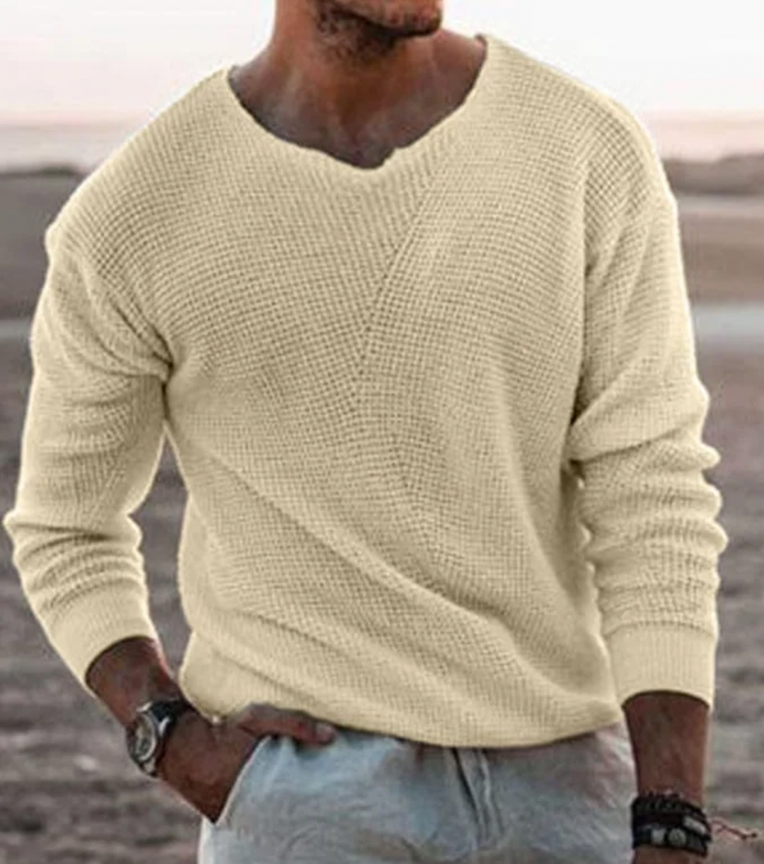 Pull col V en tricot pour homme | Élégant et léger