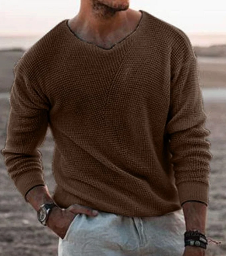 Pull col V en tricot pour homme | Élégant et léger