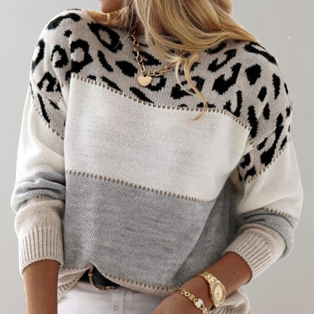Pull Femme Léopard Élégant | Manches Longues