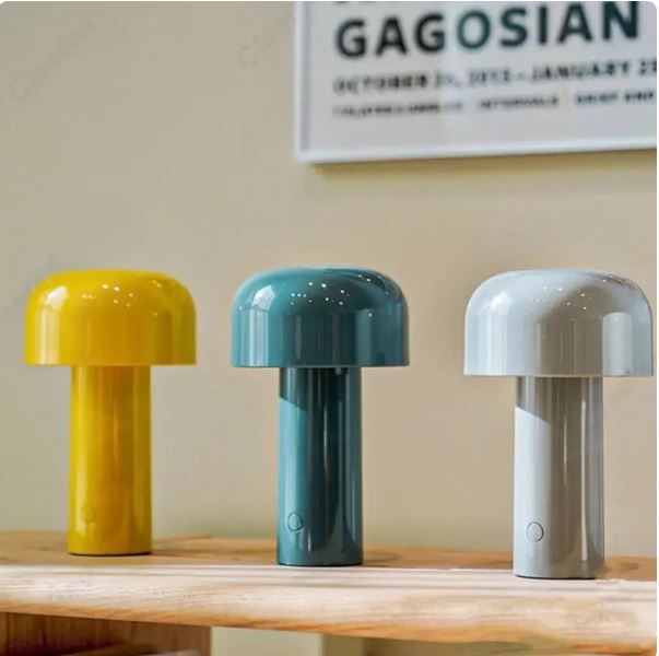 Lampe de table champignon sans fil, design italien