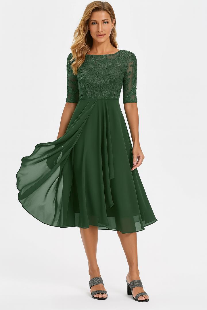 Robe d’invitée de Mariage Élégante en Dentelle pour Femme | Midi