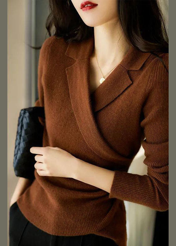 Pull Col Peter Pan Caramel Pour Femme | Coupe Slim