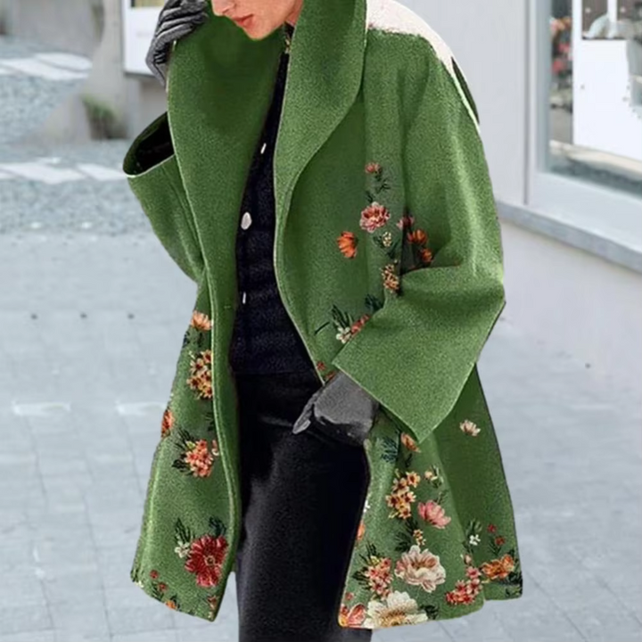 Manteau long chiné pour femme vert