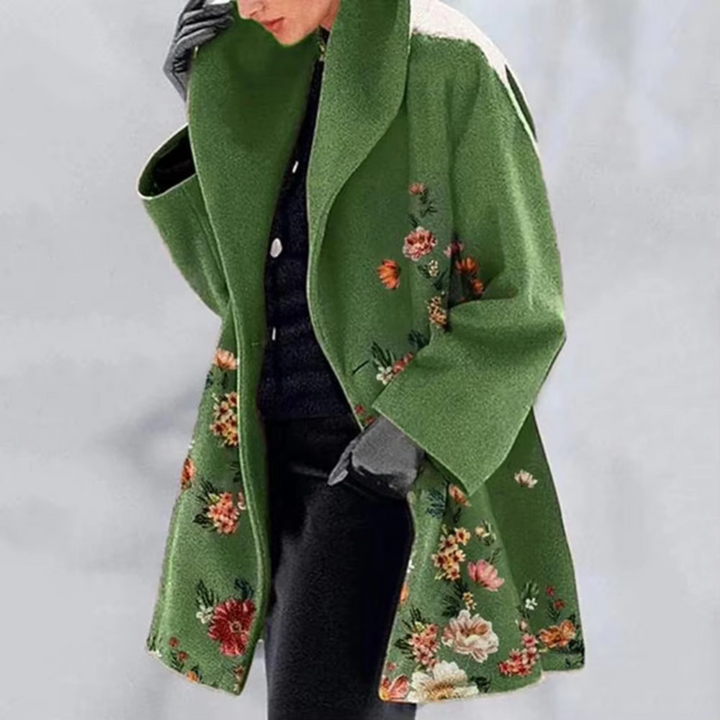 Manteau long chiné pour femme vert