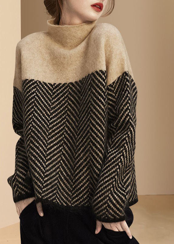 Gilet Col Roulé Patchwork Pour Femme | Coupe Ample