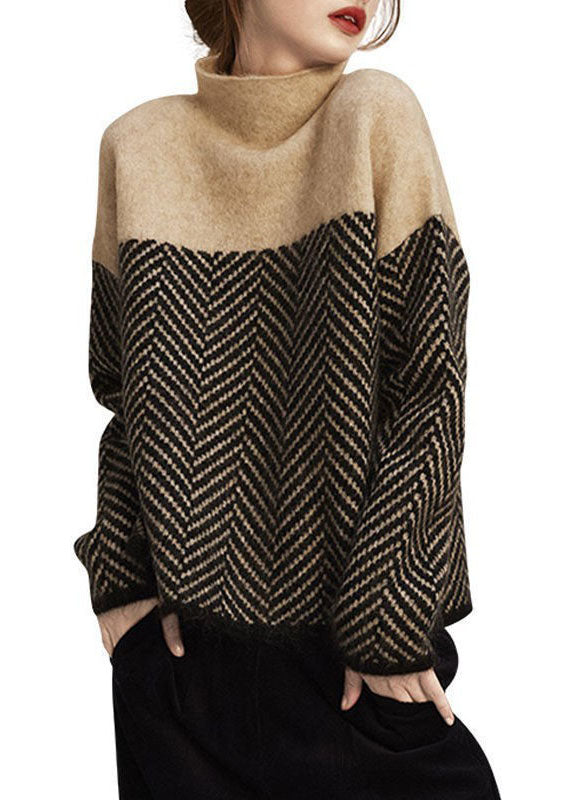 Gilet Col Roulé Patchwork Pour Femme | Coupe Ample