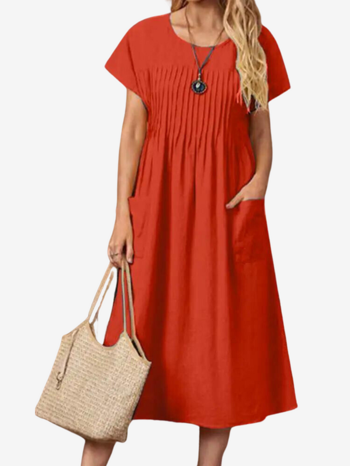 Béatrice® | Robe plissée élégante avec protection du ventre