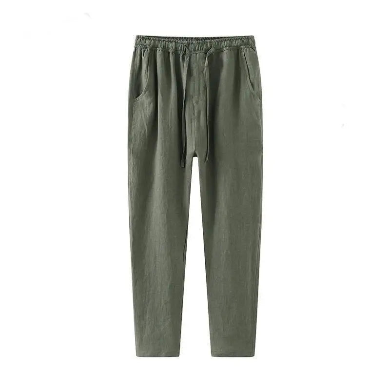 Pantalon décontracté en lin mélangé, léger