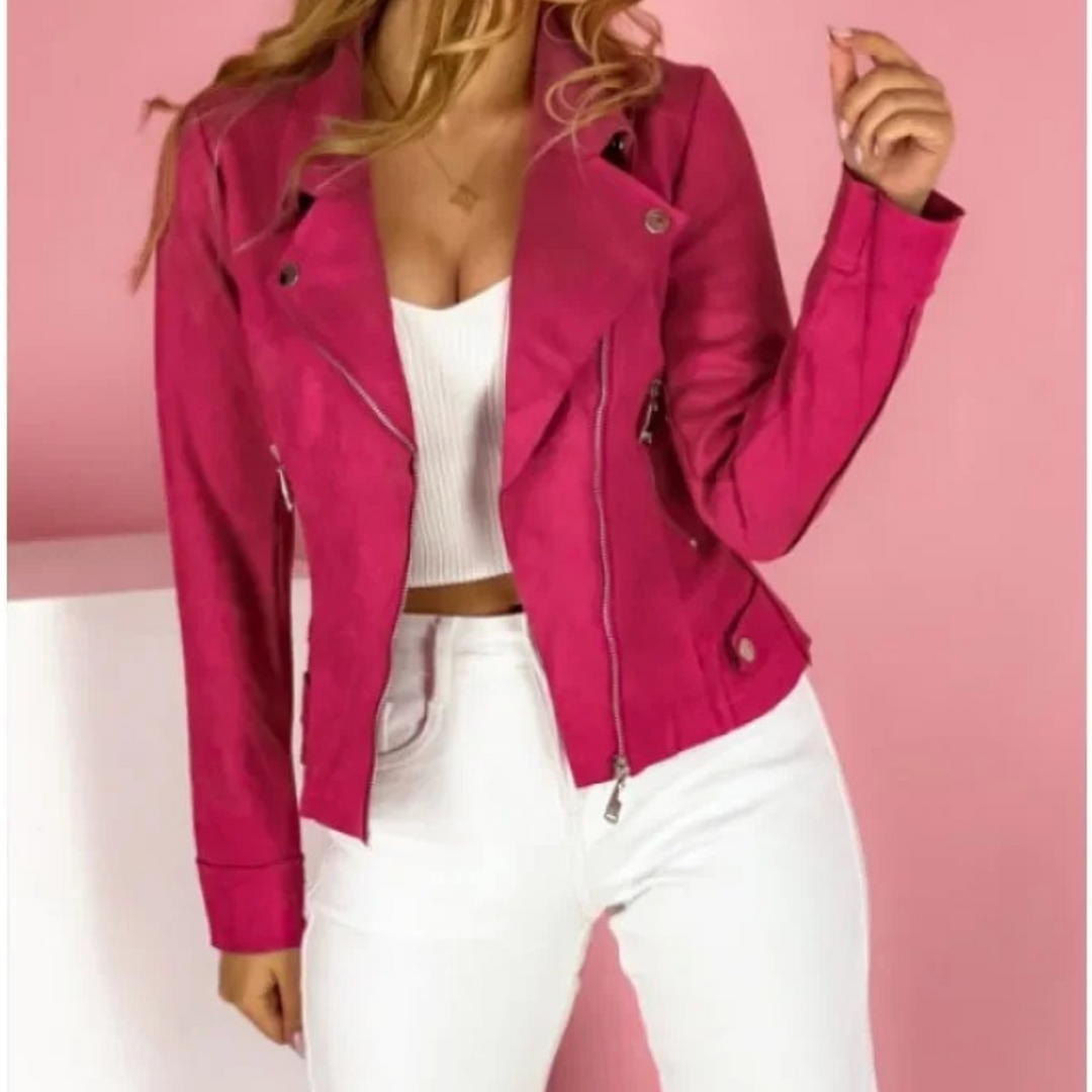Women's Suede Motorcycle Jacket | Stylish and Lightweight 