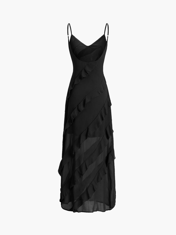 Robe Femme Élégante Longue à Volants | Maxi