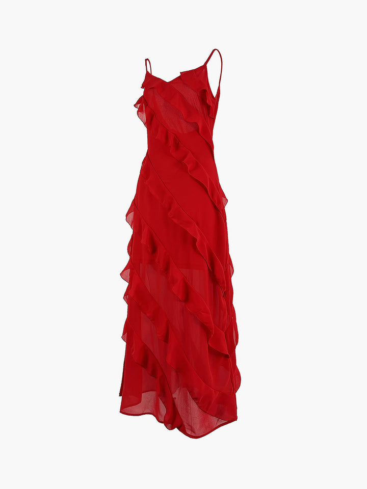 Robe Femme Élégante Longue à Volants | Maxi