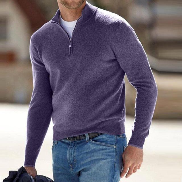 Pull élégant à col en V pour homme | Fermeture éclair