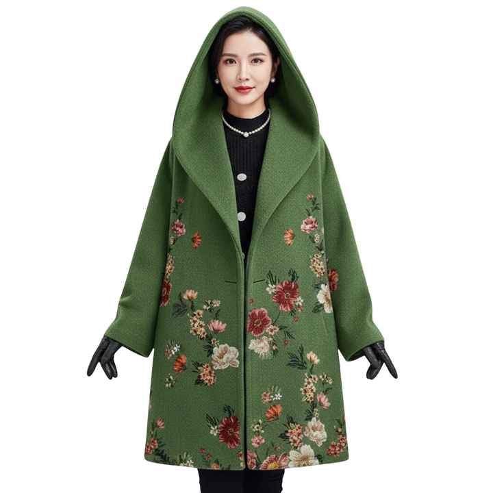 Manteau long chiné pour femme vert