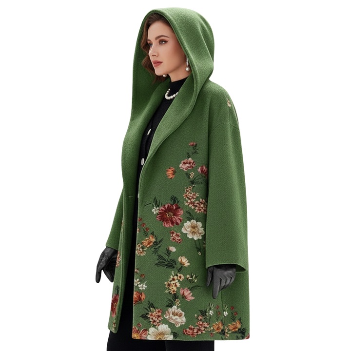 Manteau long chiné pour femme vert