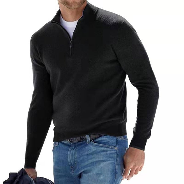 Pull élégant à col en V pour homme | Fermeture éclair