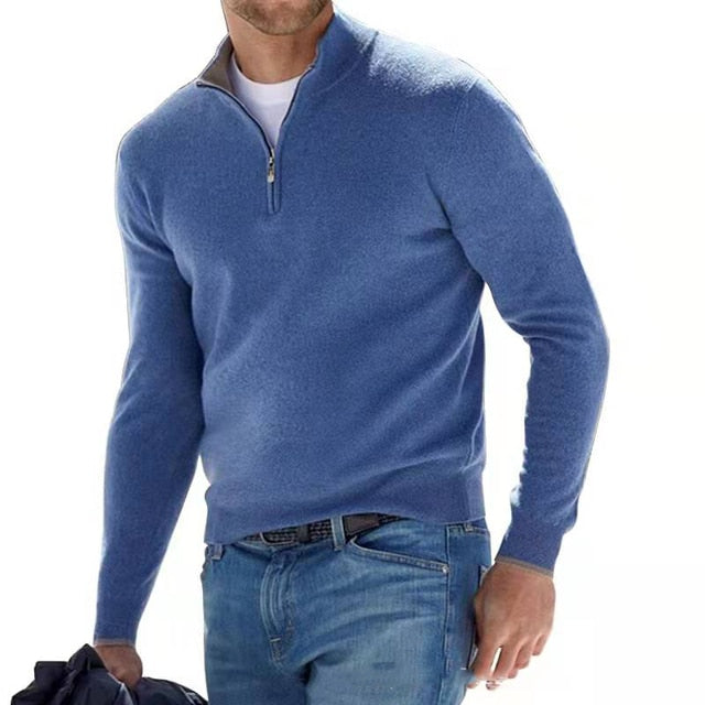 Pull élégant à col en V pour homme | Fermeture éclair