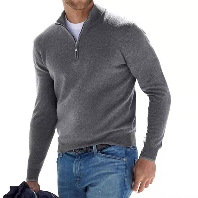 Pull élégant à col en V pour homme | Fermeture éclair