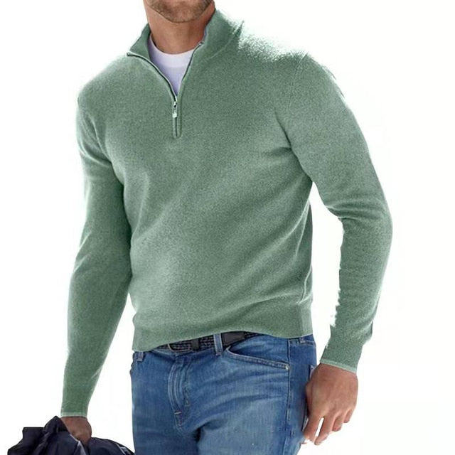Pull élégant à col en V pour homme | Fermeture éclair