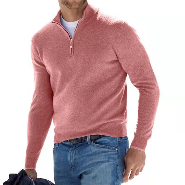 Pull élégant à col en V pour homme | Fermeture éclair