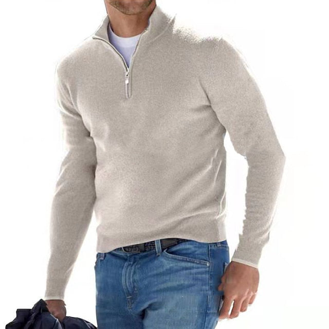 Pull élégant à col en V pour homme | Fermeture éclair
