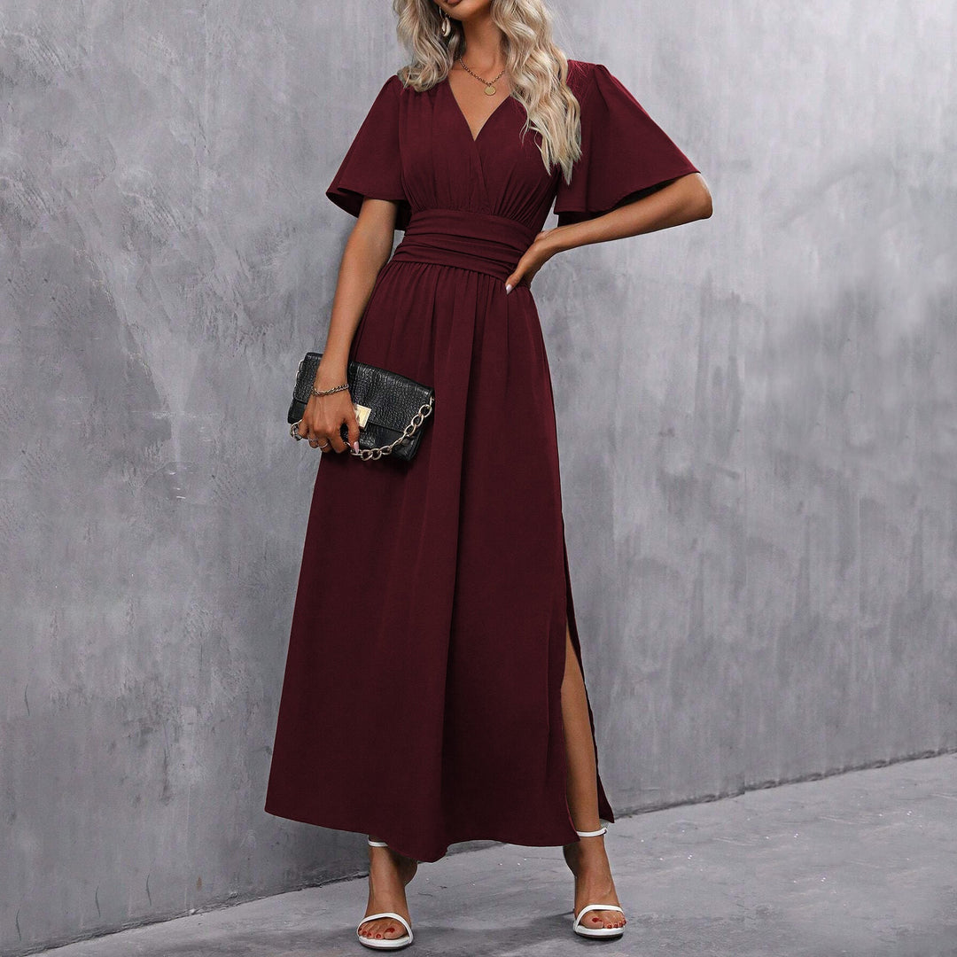 Women's Elegant V-Neck Evening Dress | Maxi