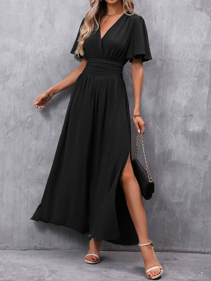 Women's Elegant V-Neck Evening Dress | Maxi
