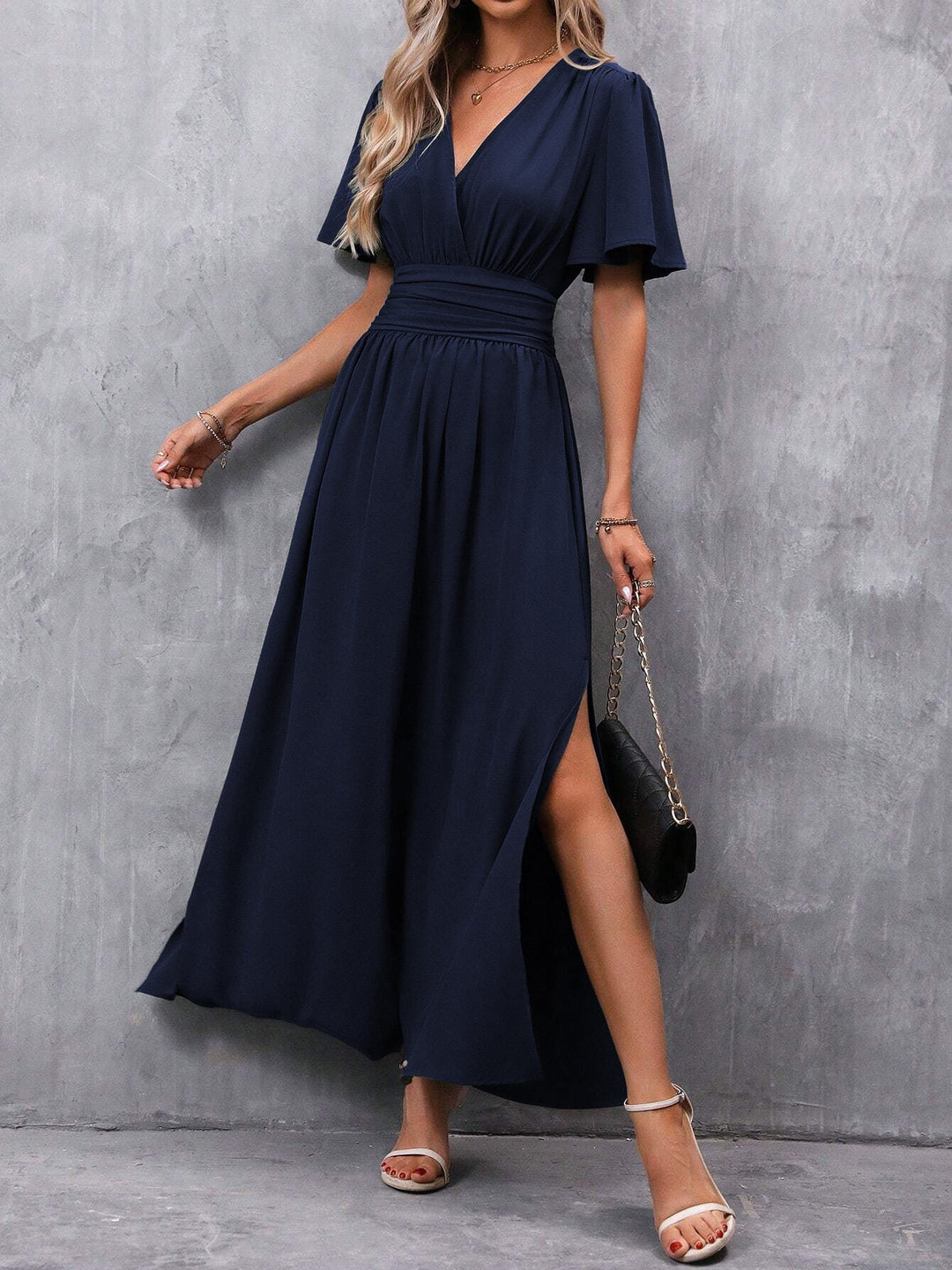 Women's Elegant V-Neck Evening Dress | Maxi