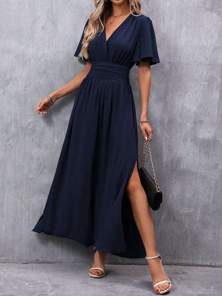 Women's Elegant V-Neck Evening Dress | Maxi
