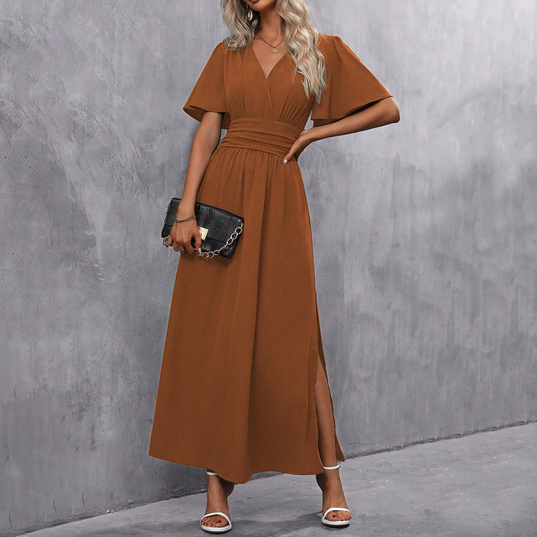 Women's Elegant V-Neck Evening Dress | Maxi