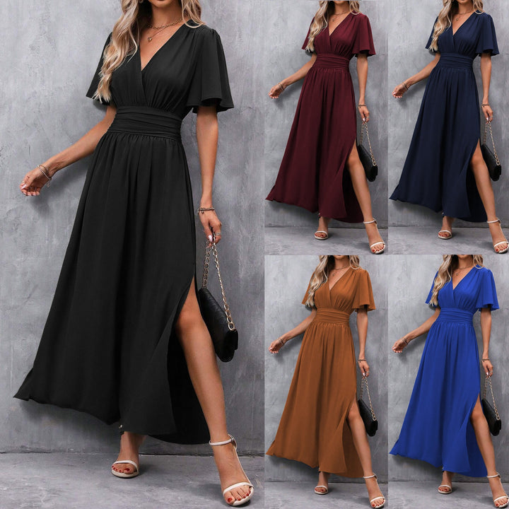 Women's Elegant V-Neck Evening Dress | Maxi