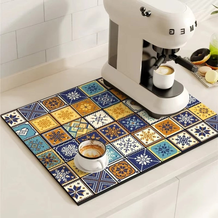 Tapis de Cuisine Absorbant Motif Carrelage Rétro
