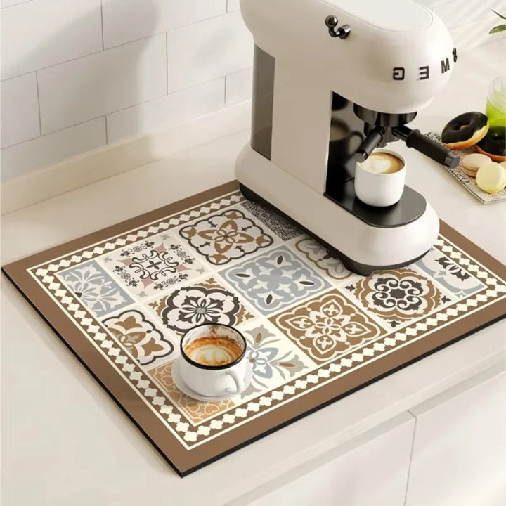 Tapis de Cuisine Absorbant Motif Carrelage Rétro
