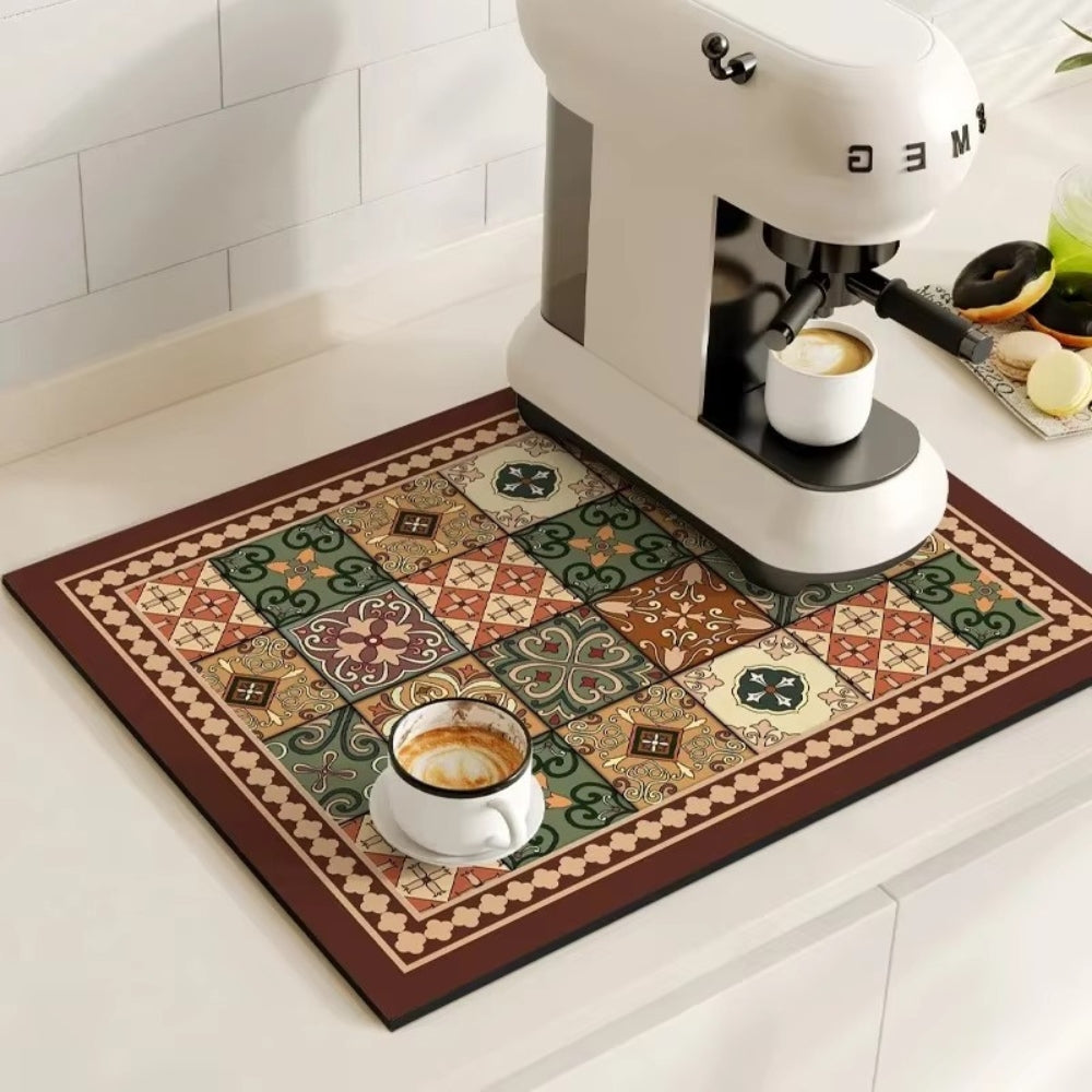 Tapis de Cuisine Absorbant Motif Carrelage Rétro
