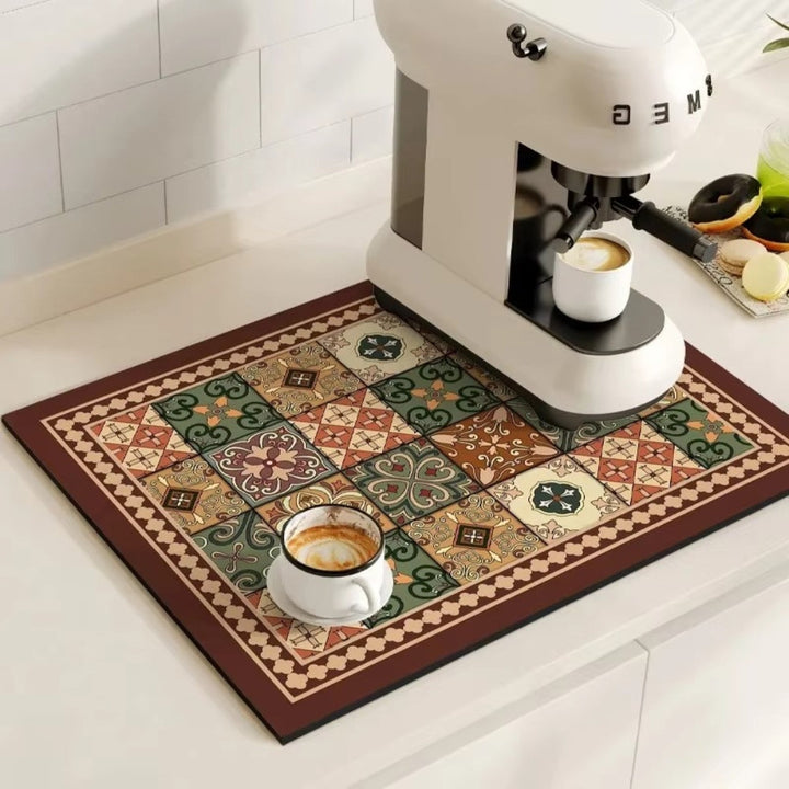 Tapis de Cuisine Absorbant Motif Carrelage Rétro