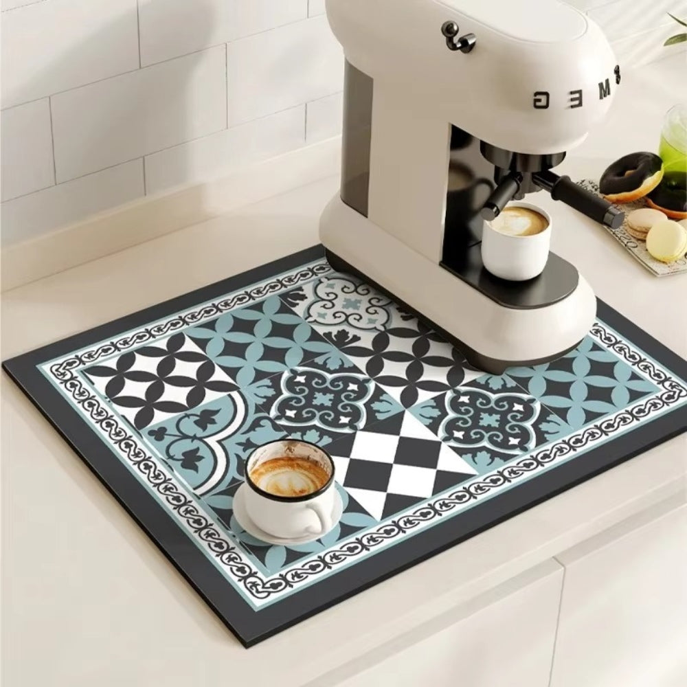 Tapis de Cuisine Absorbant Motif Carrelage Rétro