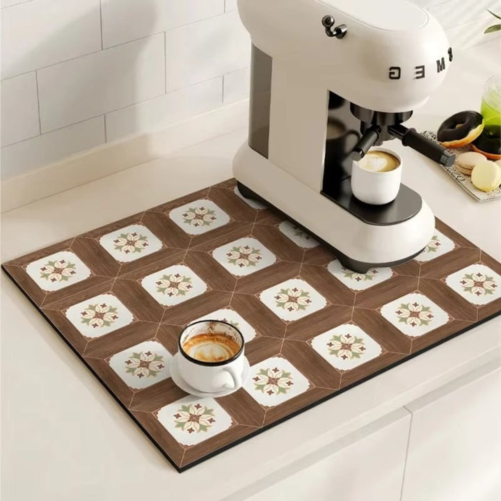Tapis de Cuisine Absorbant Motif Carrelage Rétro